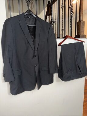 Michael Strahan Custom 2-Piece Suit Set | Black Wool Blend | 52R / 51R |